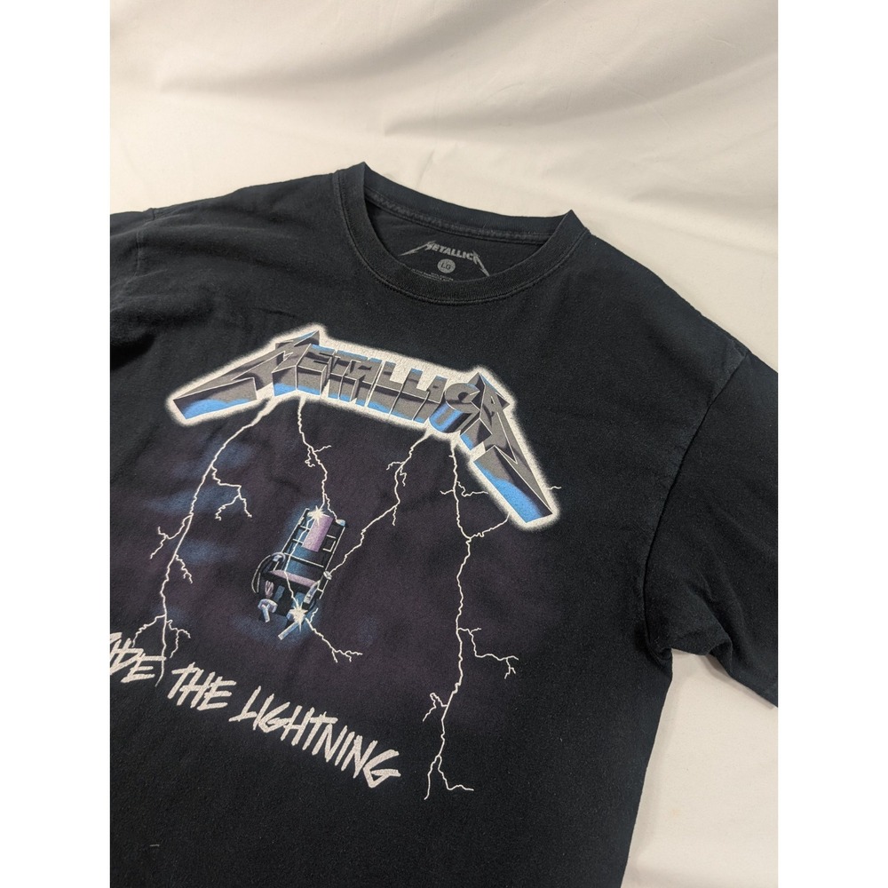 Metallica Ride The Lightning Adult T Shirt Size Large Cotton Black Metal Rock